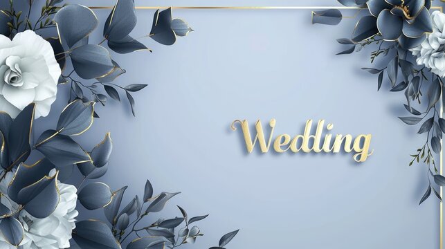 Romantic allure: captivating wedding invitation card adorned with text wedding, blending elegance and sentiment in beautiful design, perfect for announcing and inviting to joyous celebration of love.