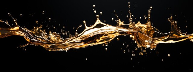 A golden splash isolated on a black background