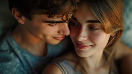 a young couple in love realistic photo