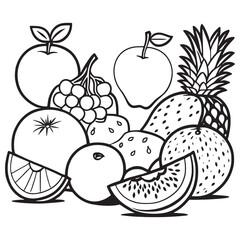 Fototapeta premium Fruits outline coloring page illustration for children and adult