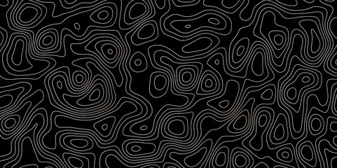 abstract white wave paper curved reliefs in black background. Topography map pattern, Geographic curved, vector illustration. seamless textrue, vintage wave. Panorama view multicolor wave curve line.