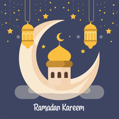 Ramadan kareem flat style greeting