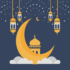 Ramadan kareem flat style greeting