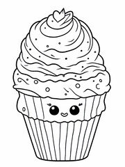 Cup cake coloring pages for kids