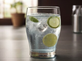 cocktail with lime, lemon water , lemon in water 