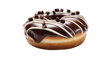 Chocolate Frosted Doughnut isolated on transparent background.