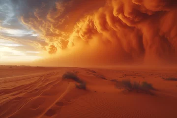 Papier Peint photo Rouge 2 approaching sandstorm in the desert