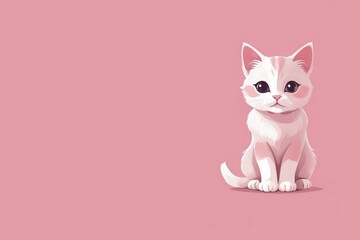 cat vector art  in isolated pink background