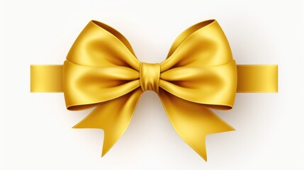 Yellow Bow Corner. Isolated Gift Design Element with Gold and White Background