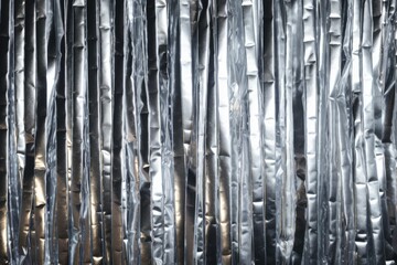 Silver Foil Tinsel Strips for Festive Decoration Background. Great for Christmas or New Year's Eve