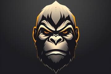 Powerful gorilla face logo with bold features, evoking a sense of dominance and confidence, showcased against a strong and solid background for a commanding brand presence