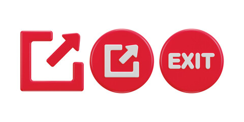 3d exit sign emergency icon vector illustration set