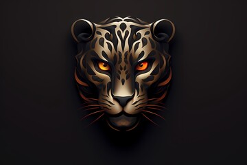 Powerful jaguar face logo with bold features, symbolizing strength and stealth, displayed against a solid and impactful background for a commanding brand identity