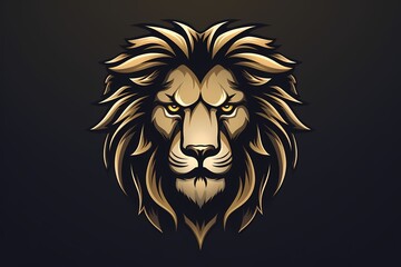 Regal lion face logo illustration with a dignified expression, perfect for a powerful and authoritative brand, isolated on a clean and modern background