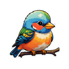 cute little bird sticker illustration