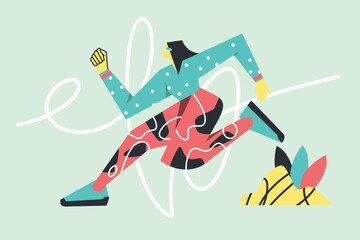 Running Girl Flat Illustration