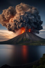 volcano and lava