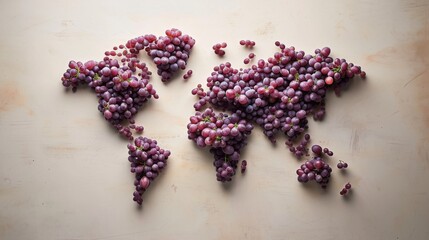 Obraz na płótnie Canvas World map made of grape. All continents of the wine world