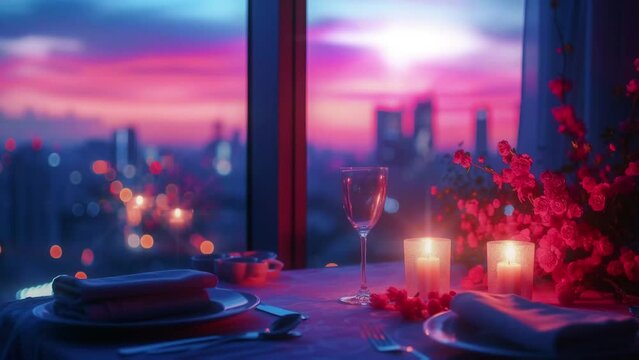 Celebrating Valentine's Day with wine, , beautiful night city background