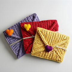knitted hearts love concept. Valentine's day greeting card. love concept.