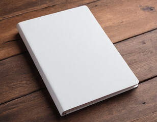 Fototapeta premium Blank hardcover book cover mockup template on wooden table
