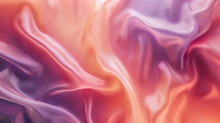 Abstract fluid wavy background in mix of pink, orange and purple colors. Silky texture