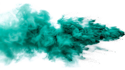 Abstract powder splatted background, Freeze motion of green powder exploding/throwing green, Abstract emerald dust explosion on white background.