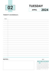 Daily Planner April 2024