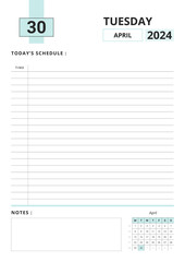 Daily Planner April 2024