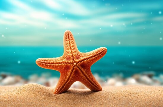 A starfish on sand on the beach