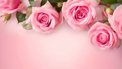 Elegant Pink Roses Lying on a Table With a Soft pink Background