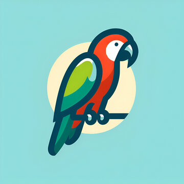 flat logo of Vector parrot design