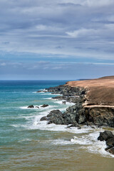 Landscape on the coast of the Atlantic Ocean in Fuerteventura, Spain