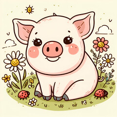 Obraz na płótnie Canvas Vector pig illustration vector cute
