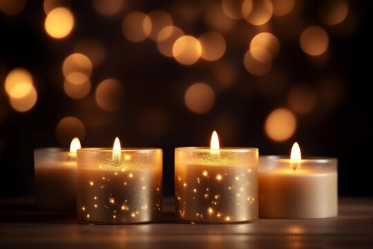 Burning candles on a beautiful blurry background