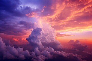 Purple sunset with clouds in the sky