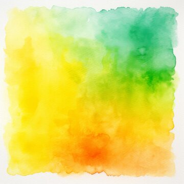 Yellow and green watercolor painting on a white background