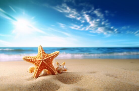 Sand with a starfish on the beach