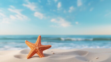 Fototapeta na wymiar starfish on the beach with copy space