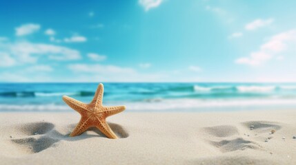 Fototapeta na wymiar starfish on the beach with copy space