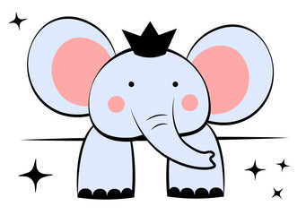 Elephant on a white background. Doodle