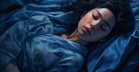 Fototapeta premium woman sleeping in bed at night