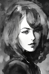 Sketch portrait of beautiful woman