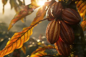 Raamstickers Cocoa beans on a tree © iloli