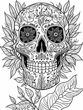 Sugar skull coloring pages for adults