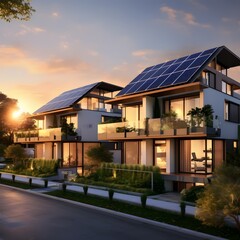 eco-friendly living at sunset