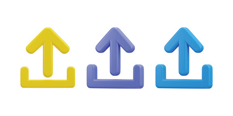 upload icon 3d rendering vector illustration set