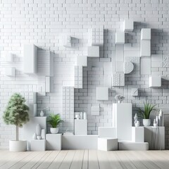 Modern white brick wall texture background for wallpaper and graphic web design