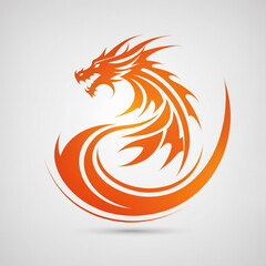 Charming orange and white dragon emblem with intricate details on a smooth neutral background. The company's logo.