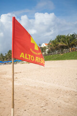 lifeguard risk flag on the beaches of Brazil, have more fun and be careful to make your vacation the best